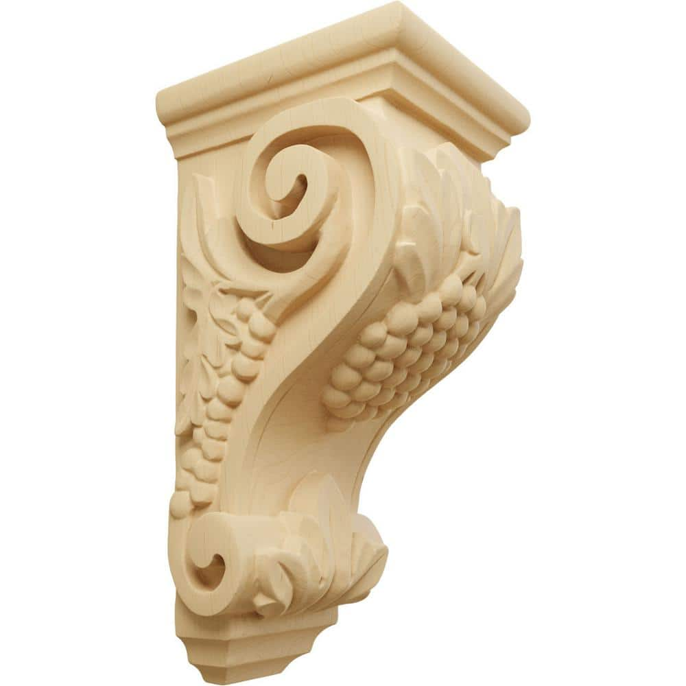 Ekena Millwork 5 in. x 4-1/2 in. x 10 in. Unfinished Wood Alder Medium Grape Corbel