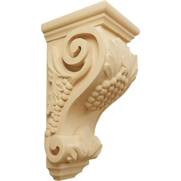 Ekena Millwork 5 in. x 4-1/2 in. x 10 in. Unfinished Wood Alder Medium Grape Corbel