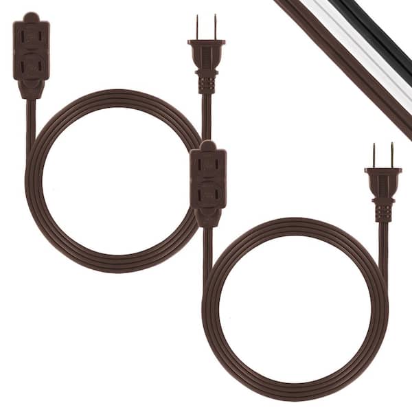 GE 9 ft. 3-Outlet Polarized Extension Cord in Brown (2-Pack)