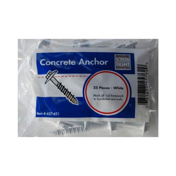 Screen Tight Quickset 1/4 in. x 2-1/4 in. White Concrete Anchors (25-Pack)