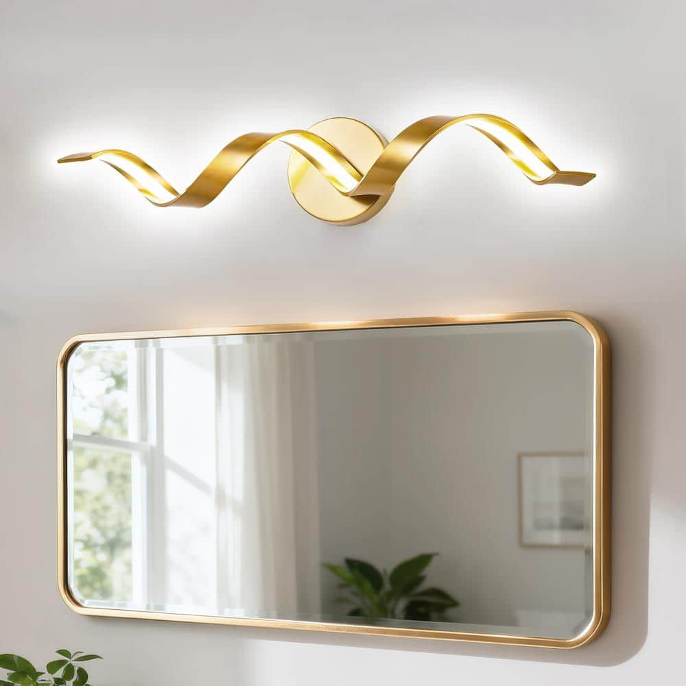 23.6 in.Gold Integrated LED Vanity Light Dimmable Spiral Modern Wall Sconce Over Mirror Suitable For Various Scenarios price history on PriceWatchPro