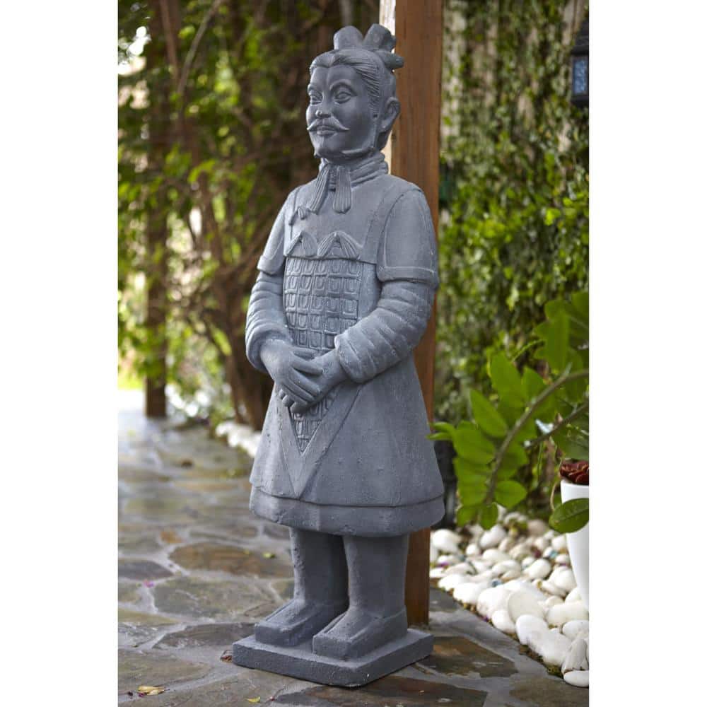 Gray Stone 40" Warrior Garden Statue