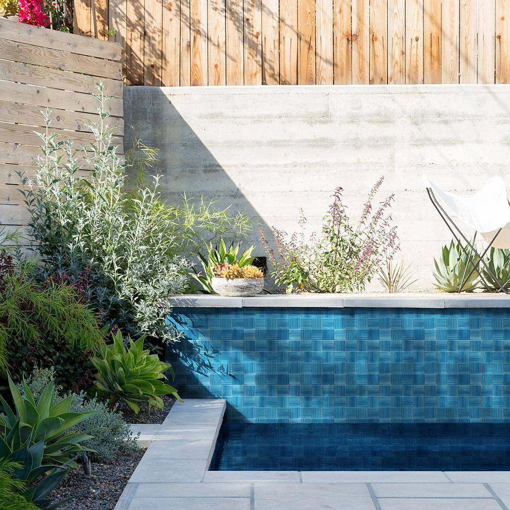 Marine Blue Polished Glass Mosaic Wall Tile