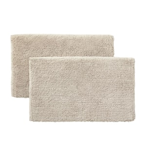 Biscuit 25 in. x 40 in. Non-Skid Cotton Bath Rug (Set of 2)