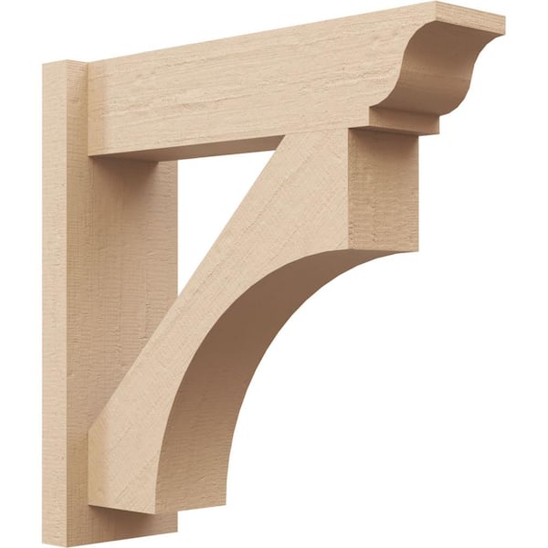 Ekena Millwork 8 in. x 32 in. x 24 in. Westlake Traditional Rough Cedar Woodgrain Timberthane Polyurethane Outlooker, Primed Tan