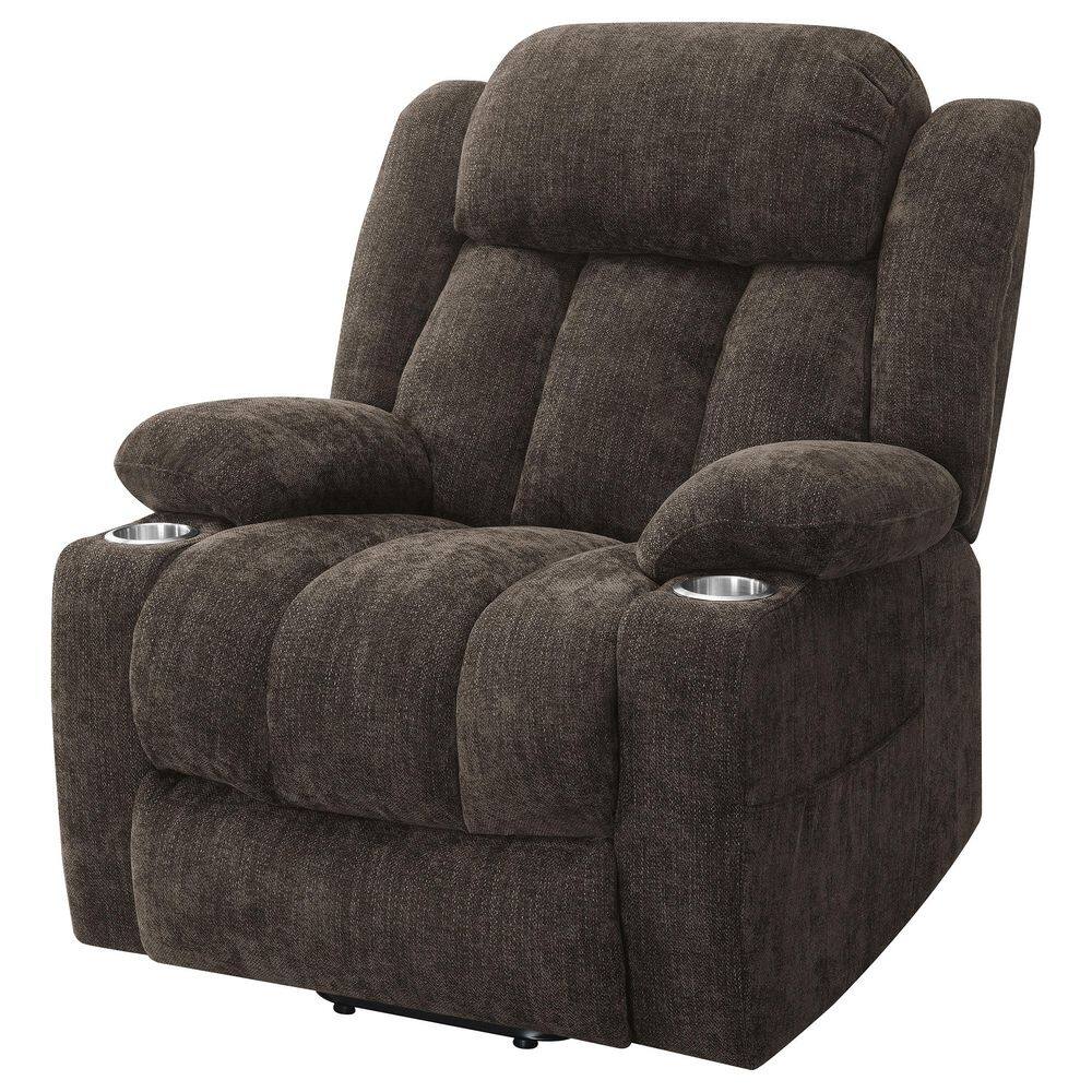 Houston Dark Brown Upholstered Power Lift Recliner Chair