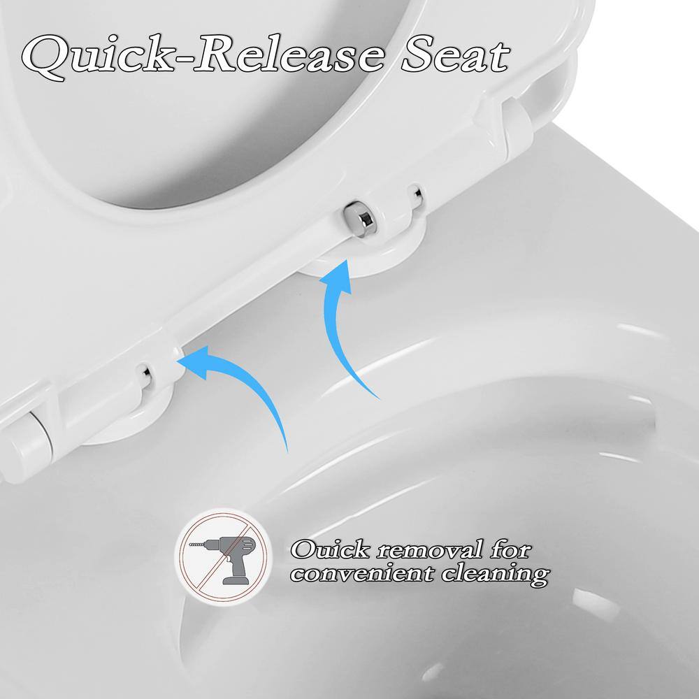 Glossy White Ceramic Elongated One-Piece Toilet with Dual Flush
