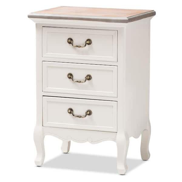 Baxton Studio Capucine 3 Drawer White Nightstand 151 9205 HD The