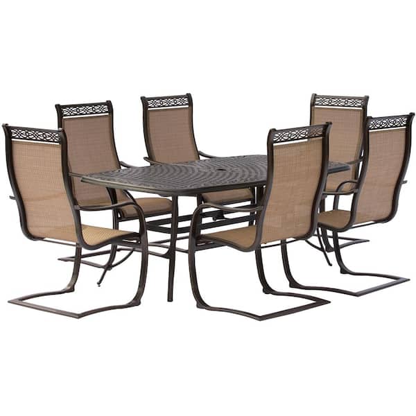 Aluminum Rectangular Outdoor Dining Set, Sling Back Patio Chairs And Table