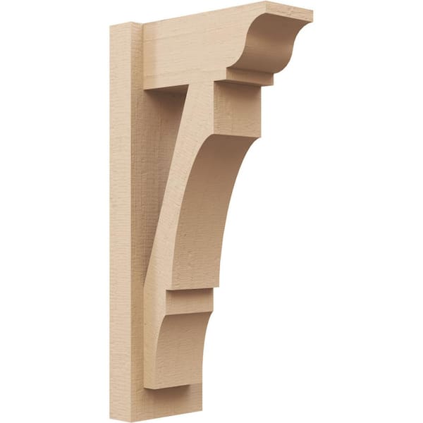 Ekena Millwork 6 in. x 24 in. x 12 in. Balboa Traditional Rough Cedar Woodgrain Timberthane Polyurethane Outlooker, Primed Tan