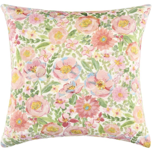 Spring Bouquet SBT-003 22 in. L x 22 in. W Accent Throw Pillow, Polyester Polyfill Insert, Pink/White