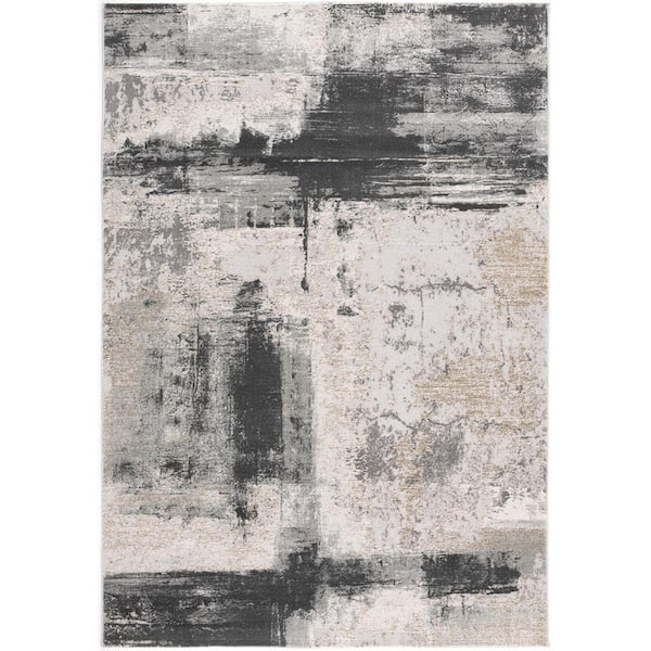 4 ft. x 6 ft. Gray Abstract Washable Non Skid Area Rug
