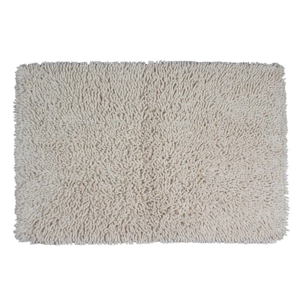 HOME WEAVERS INC Shaggy Lux Bath Rug 100% Cotton Bath Rugs Set, 24x36 Rectangle, Ivory