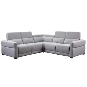 Isla 83.5 in. W 3-Piece Gray Polyester Fabric 4-Seat Symmetrical Power Reclining Sectional