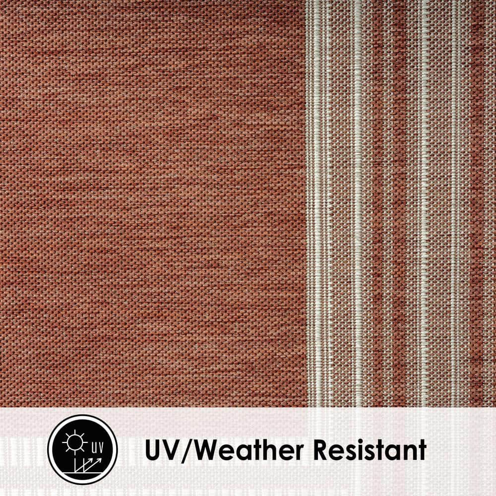 Layla Terracotta/Ivory Striped Synthetic Indoor/Outdoor Rug