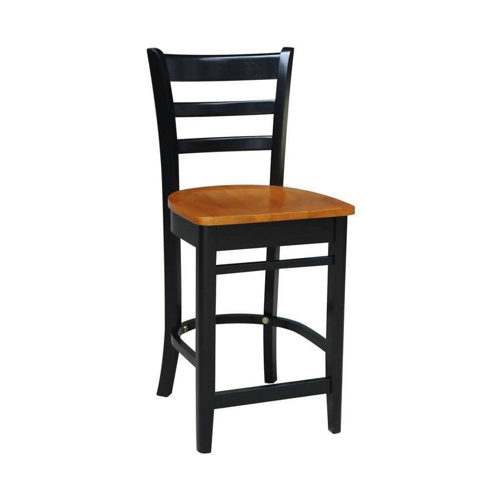 Emily Black and Cherry Wood Counter Height Barstool