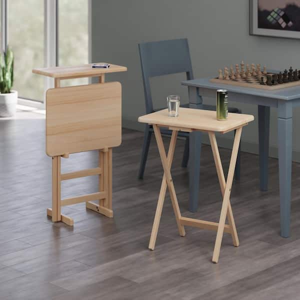 Riley 3-Piece 19.06 in. Rectangular Beech Wood Top Natural Finish End Table Set