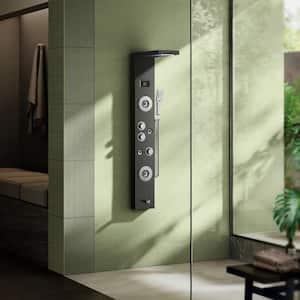 LED Rainfall Waterfall Shower Head Rain Massage System with Body Jets Bathroom Shower Panel Tower System, Matte Black