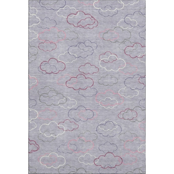Mayfield Premium Machine Washable Abstract AMF2508 Lavender 8 ft. x 10 ft. Area Rug