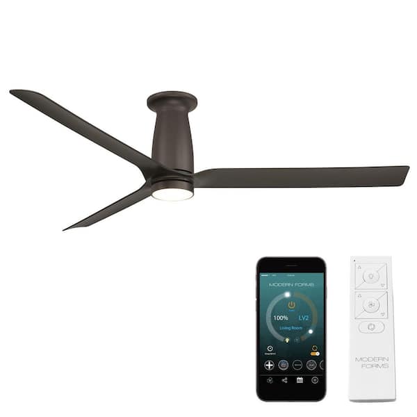 Smooth Flush 52 in. Smart Indoor/Outdoor Bronze Standard Ceiling Fan Selectable CCT Integrated LED Plus Remote
