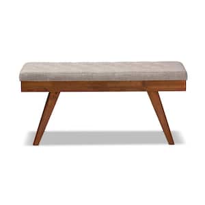 Alona Gray and Oak Fabric Dining Bench