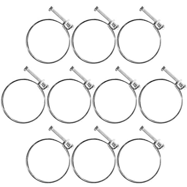 ‎POWERTEC 3 in. Double Wire Adjustable Carbon Steel Hose Clamp for Dust Collector, Dust Collection Hose, Pipe, Worm Gear, 10PK