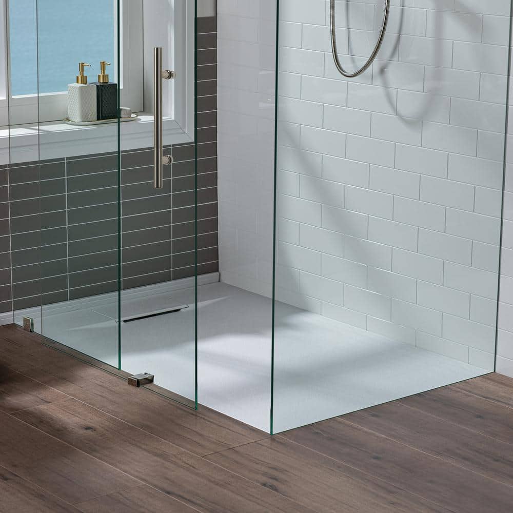 60 in. L x 35.375 in. W Alcove Shower Pan Base with Left/Right Drain in White, Low Profile, Wheel Chair Access price history on PriceWatchPro