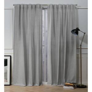 Mellow Slub Dove Grey Solid Light Filtering Hidden Tab / Rod Pocket Curtain, 54 in. W x 84 in. L (Set of 2)