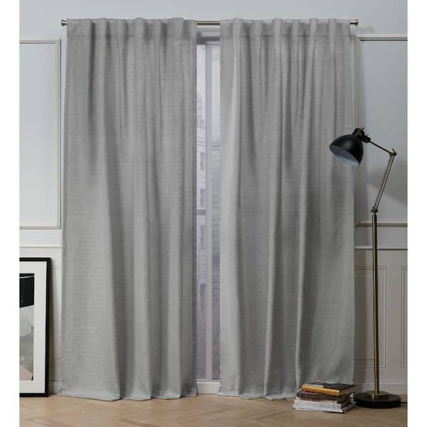 NICOLE MILLER NEW YORK Mellow Slub Dove Grey Solid Light Filtering Hidden Tab / Rod Pocket Curtain, 54 in. W x 84 in. L (Set of 2)