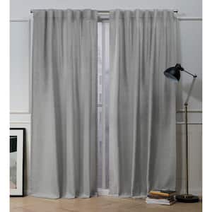 Mellow Slub Dove Grey Solid Light Filtering Hidden Tab Top Indoor Curtain Panel, 54 in. W x 96 in. L (Set of 2)