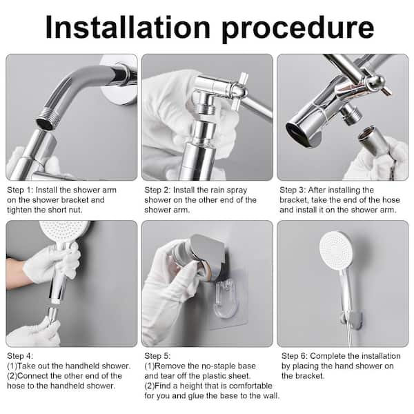 1-spray 5 in. Dual Shower Head and Handheld Shower Head in Chrome