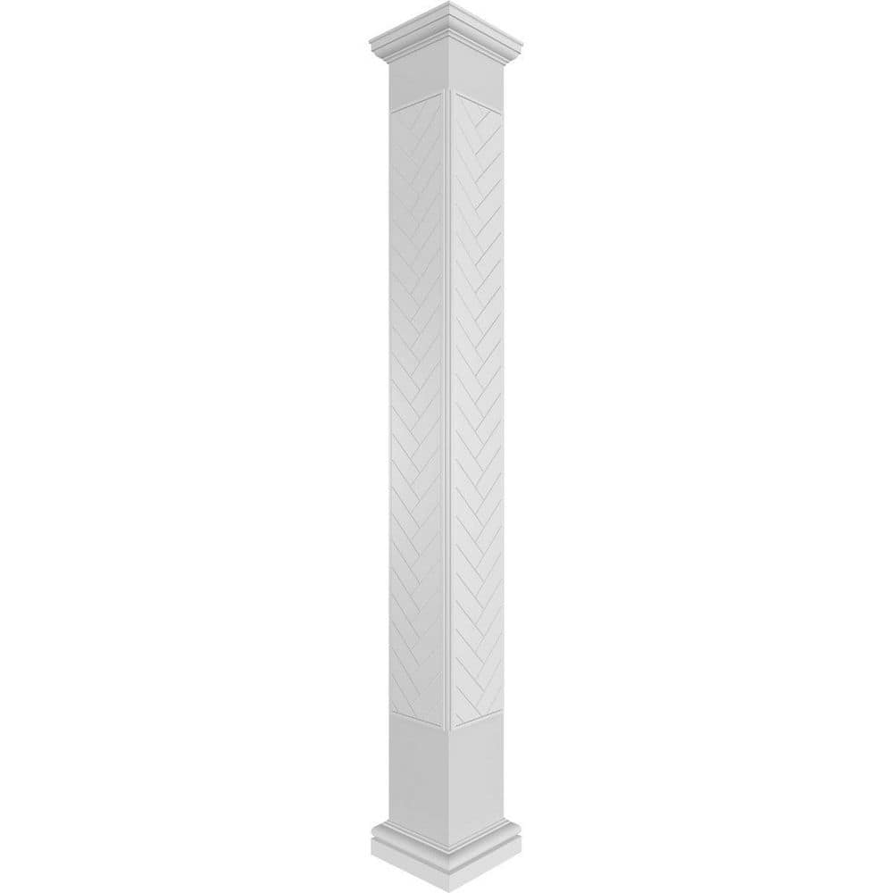 7-5/8 in. x 10 ft. Premium Square Non-Tapered Herringbone Modern Fretwork PVC Column Wrap Kit w/Tuscan Capital and Base price history on PriceWatchPro