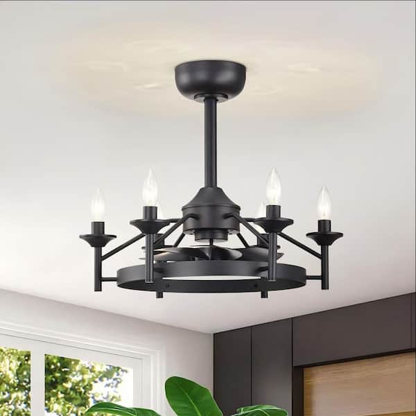 Heritage 21 in. 6-Light Indoor Black Industrial Metal Ceiling Fan Included Smart Remote