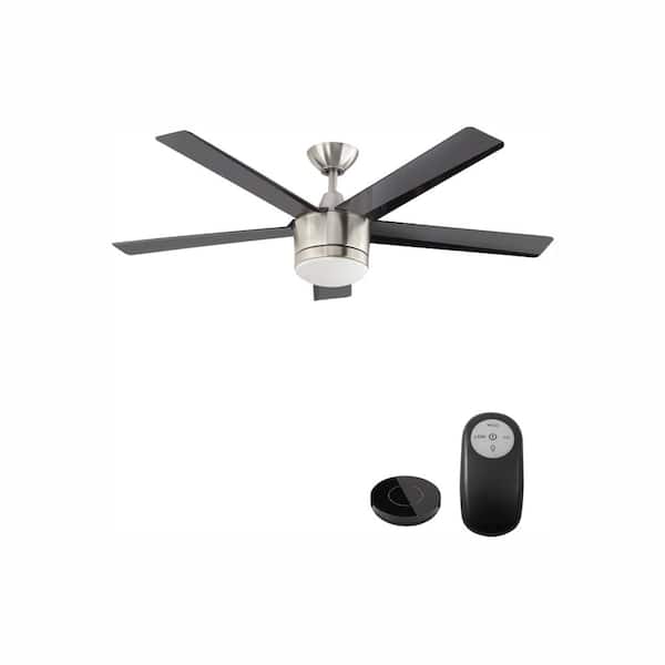Merwry 52 in. Integrated LED Indoor Brushed Nickel Ceiling Fan with Light Kit Works with Google Assistant and Alexa