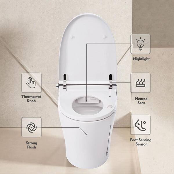 Unbranded - Elongated Smart Bidet Toilet 1/1.28 GPF in White Deodorizing, Soft Close