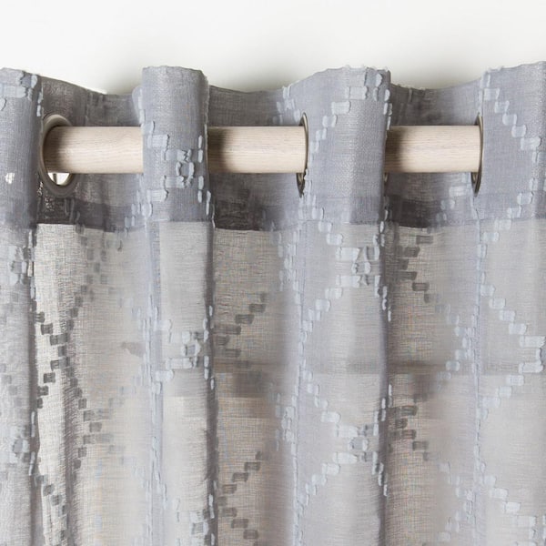 SAFAVIEH Gray Geometric Grommet Sheer Curtain - 52 in. W x 84 in