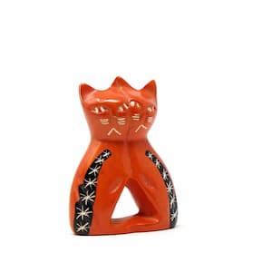 Orange Lovey Cats Soapstone Sculpture