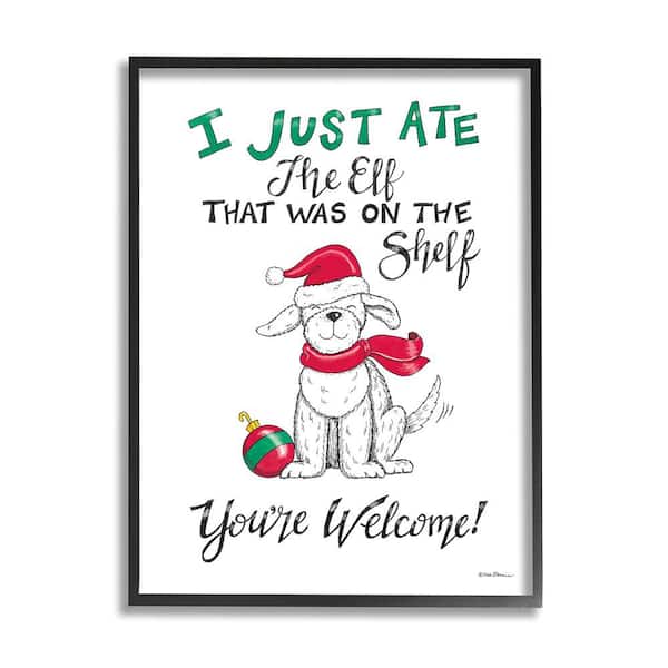 Stupell Industries Funny Christmas Dog Phrase by Deb Strain 1 Piece Framed Graphic Print Animal Poster Art Print 14 in. x 11 in.