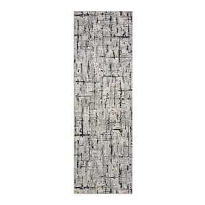 Quattro Lhasa Gray 3 ft. x 8 ft. Abstract Indoor Area Rug