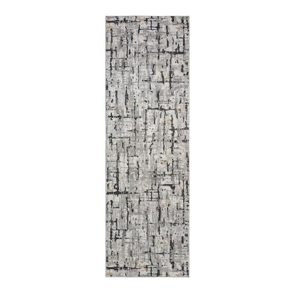 Gertmenian & Sons Quattro Lhasa Gray 3 ft. x 8 ft. Abstract Indoor Area Rug
