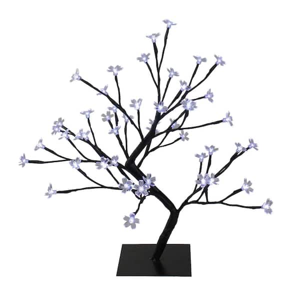 Northlight 18 in. Pure White LED Lighted Japanese Sakura Blossom Flower Artificial Tree