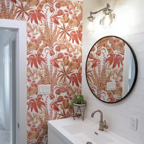 Pink Sunset Flamingo Daydream Vinyl Peel and Stick Wallpaper Roll (Covers 28 sq. ft.)