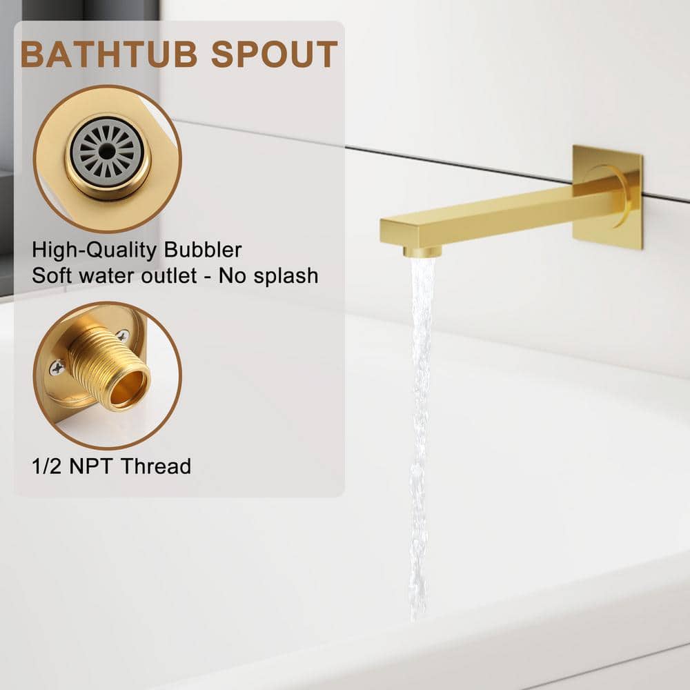Brushed Gold Multi-Head Wall Mounted Shower System