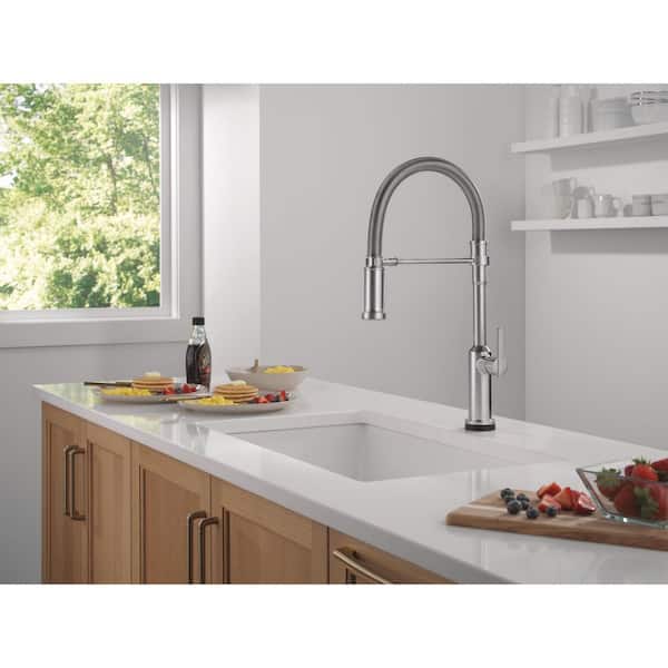 Cordova Touch2O Spring Spout Arctic Stainless 21.50 in. H Pull Down Sprayer Kitchen Faucet 360° Swivel Spout