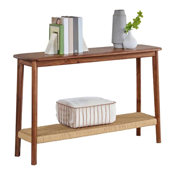 Alaterre Furniture Calais 48in. Rectangle Acacia Wood Console Table, Warm Chestnut