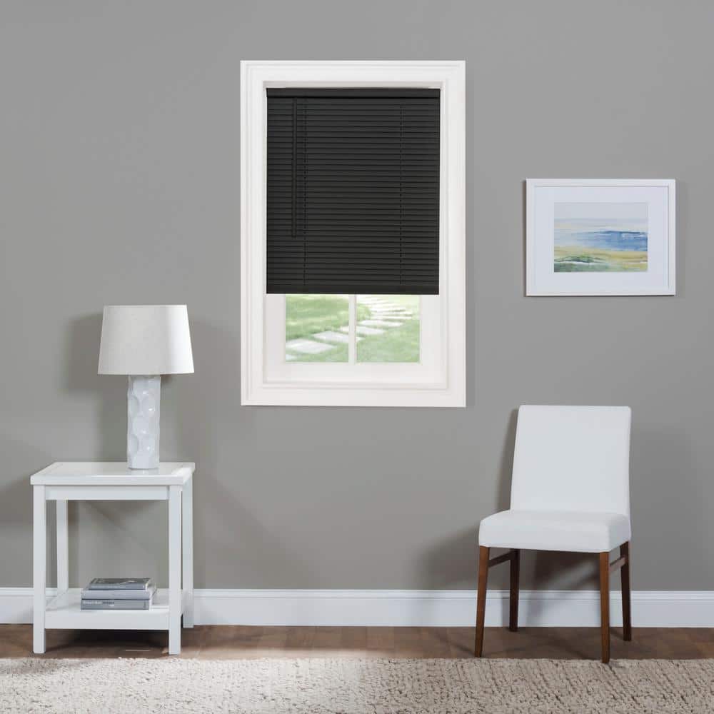 Achim GII Morningstar Indoor Cordless Black Vinyl Light Filtering Window Mini Blind  64  L x 28  W