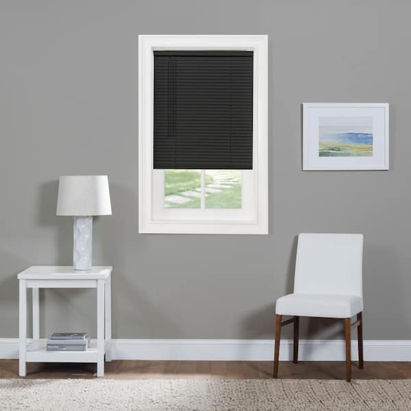 ACHIM GII Morningstar Black Cordless Light Filtering Vinyl Mini Blind with 1 in. Slats 29 in. W x 64 in. L