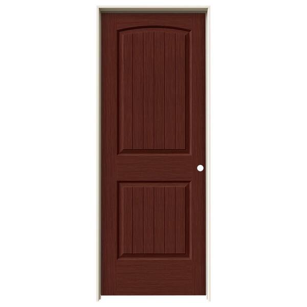 JELD-WEN 32 in. x 80 in. Santa Fe Black Cherry Stain Left-Hand Solid Core Molded Composite MDF Single Prehung Interior Door