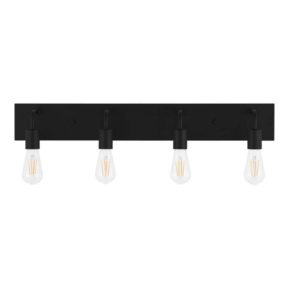 Hampton Bay Northvale 30 in. 4-Light Matte Black Industrial Bathroom Vanity  Light 51891 - The Home Depot