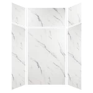 Expressions 48 in. x 48 in. x 96 in. 4-Piece Easy Up Adhesive Alcove Shower Wall Surround in Bianca